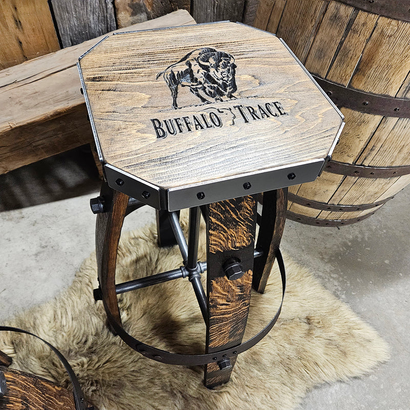 Whiskey Barrel - Custom (Métal &amp; bois - Tan) Whiskey Barrel Bar Tabouret - Chaise - Siège - Mancave - Bar - Tabourets - Tabourets de bar