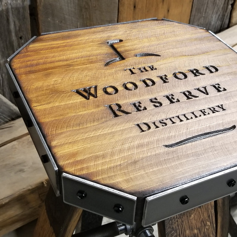 Whiskey Barrel - Custom (Métal &amp; bois - Tan) Whiskey Barrel Bar Tabouret - Chaise - Siège - Mancave - Bar - Tabourets - Tabourets de bar