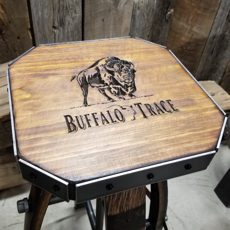 Whiskey Barrel - Custom (Métal &amp; bois - Tan) Whiskey Barrel Bar Tabouret - Chaise - Siège - Mancave - Bar - Tabourets - Tabourets de bar