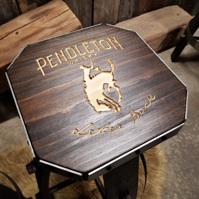 Custom Whiskey Barrel Bar Stool | Metal & Wood Expresso Finish for Home Bar & Mancave