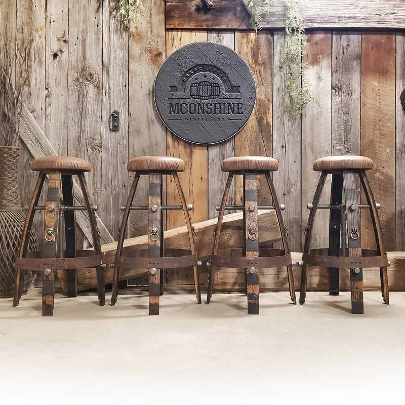 Whiskey Barrel - Barrel Bar Stool (Lion head)