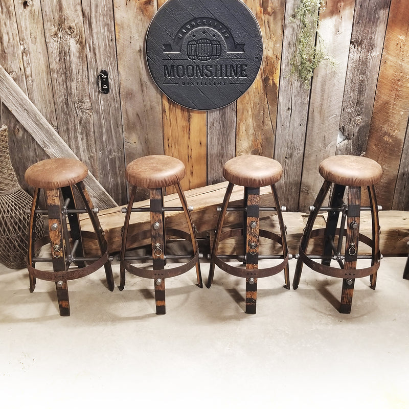 Whiskey Barrel - Barrel Bar Stool (Lion head)