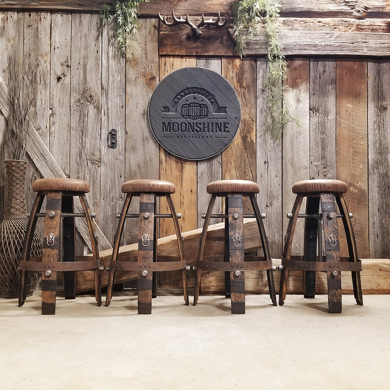 Whiskey Barrel - Barrel Bar Stool (Lion head)