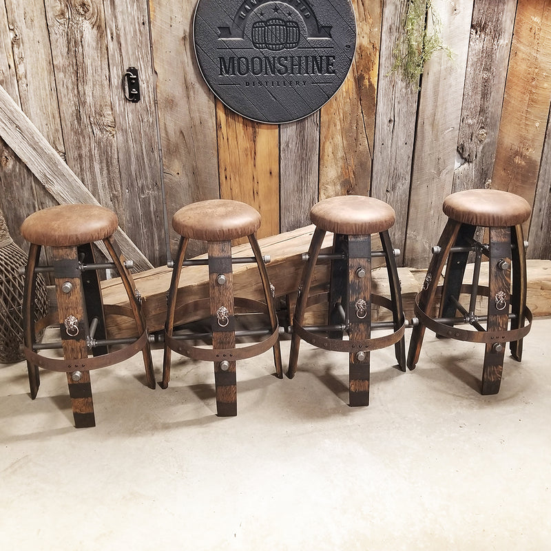 Whiskey Barrel - Barrel Bar Stool (Lion head)