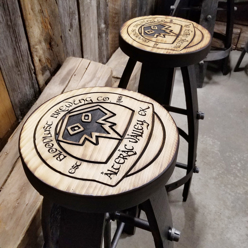 Whiskey Barrel - Custom (Round) Whiskey Barrel Bar Stool - Chair - Seat - Mancave - Bar - Stools - Bar stools