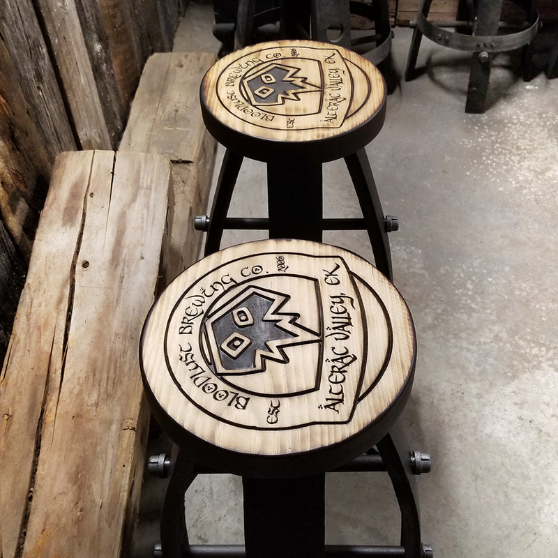 Whiskey Barrel - Custom (Round) Whiskey Barrel Bar Stool - Chair - Seat - Mancave - Bar - Stools - Bar stools