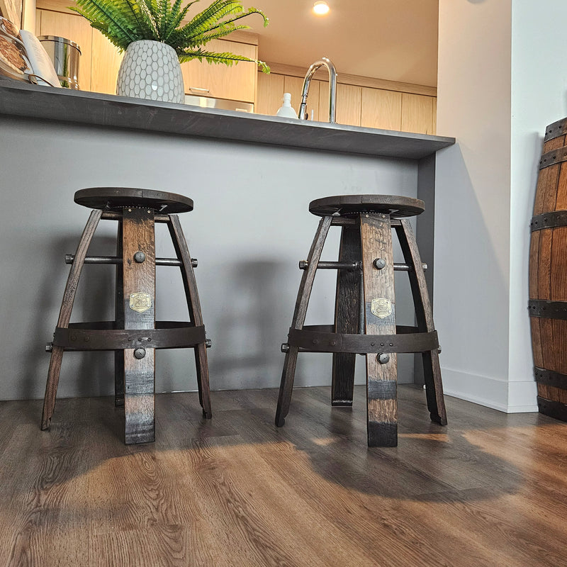 Jack Daniel's Whiskey Barrel Bar Stool - Handcrafted & Customizable for Home Bar