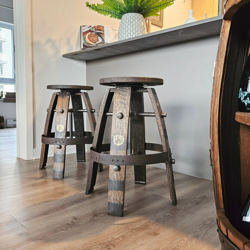 Jack Daniel's Whiskey Barrel Bar Stool - Handcrafted & Customizable for Home Bar