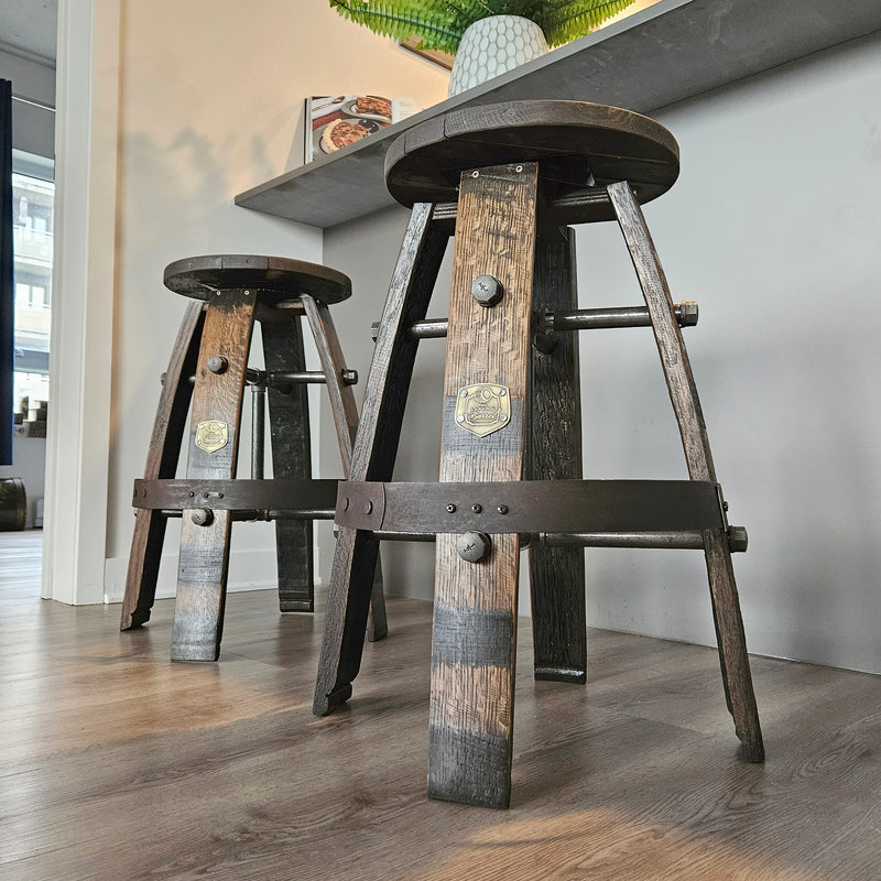 Jack Daniel's Whiskey Barrel Bar Stool - Handcrafted & Customizable for Home Bar
