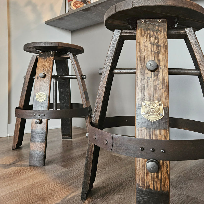 Jack Daniel's Whiskey Barrel Bar Stool - Handcrafted & Customizable for Home Bar