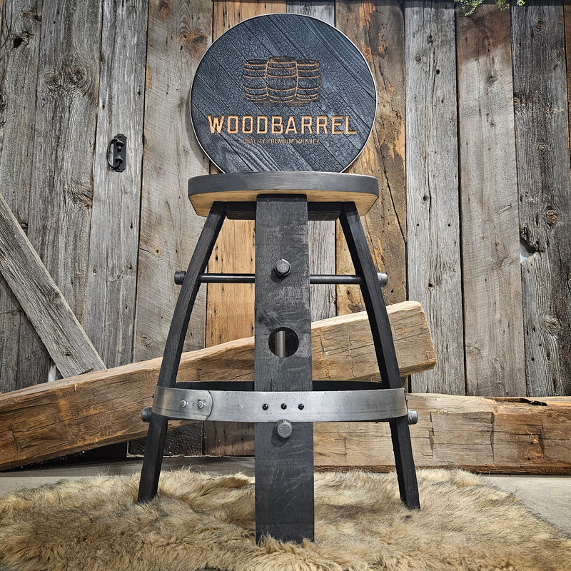 Custom Carved Whiskey Barrel Stool - Whiskey Barrel Bar Stool - Chair - Seat - Mancave - Bar - Stools - Bar stools