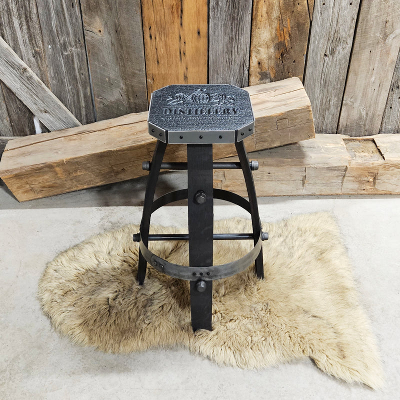 Whiskey Black Charcoal (Burnt Log effect) Custom Whiskey Barrel Stool - Whiskey Barrel Bar Stool - Chair - Seat - Mancave - Bar - Stools - Bar stools