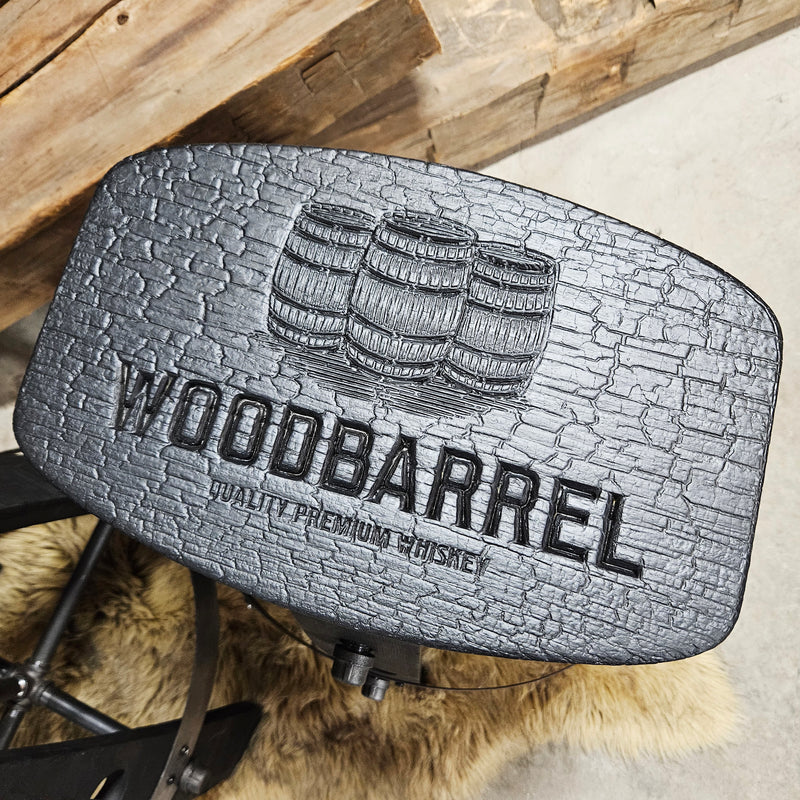 Whiskey Black Charcoal (Burnt Log effect) Custom Wide Whiskey Barrel Stool - Whiskey Barrel Bar Stool - Chair - Seat - Mancave - Bar - Stools - Bar stools