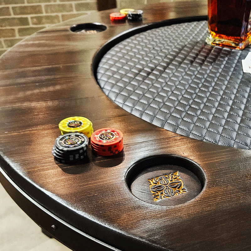 Whiskey Barrel Poker Table - Poker Wooden Table - Rustic Poker Gambling Poker Table - Mancave - Gaming Table - Black Jack