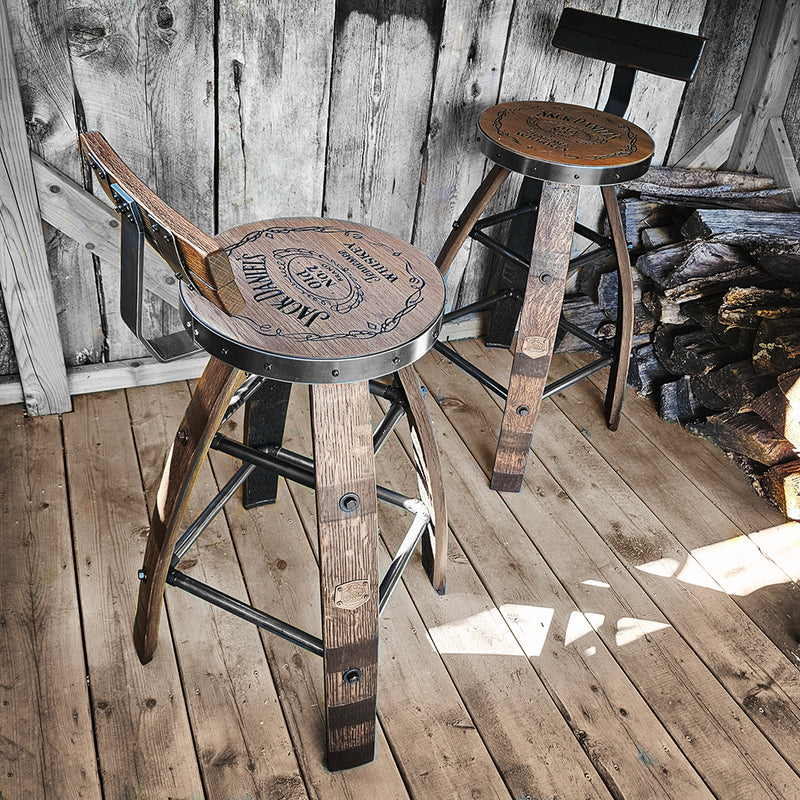 Personalized Oak Barrel Bar Stool - Vintage 1960s Whiskey Barrel Seat - Handcrafted & Rustic Oak