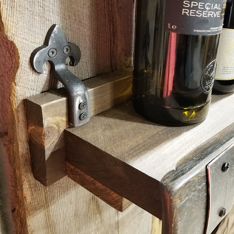 Handcrafted Whiskey Barrel Wall Shelf - Wine & Glencairn Glass Holder for Bourbon & Spirits Display