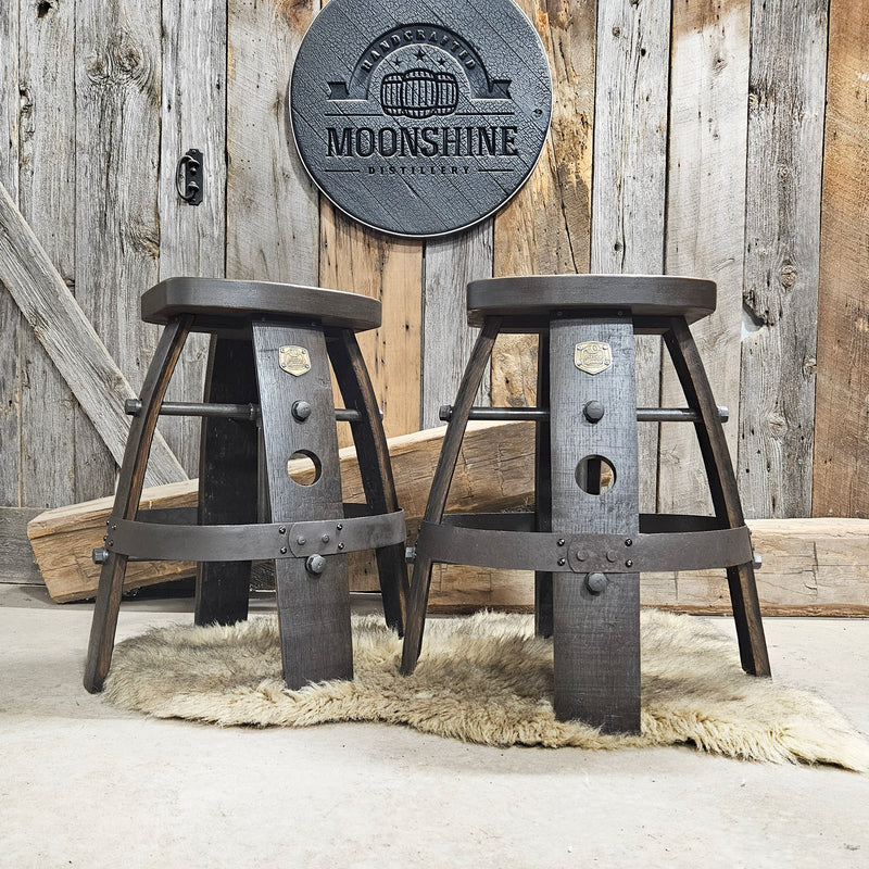 Custom Handcrafted Whiskey Barrel Bar Stool: Hard Solid Wood Seat with Your Logo