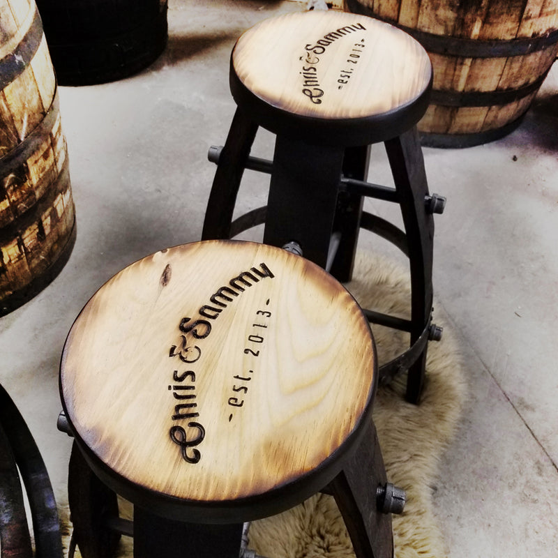 Whiskey Barrel - Tabouret de bar Whiskey Barrel personnalisé (rond) - Chaise - Siège - Mancave - Bar - Tabourets - Tabourets de bar