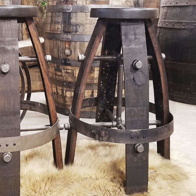 Whiskey Barrel - Custom (Round) Whiskey Barrel Bar Stool - Chair - Seat - Mancave - Bar - Stools - Bar stools