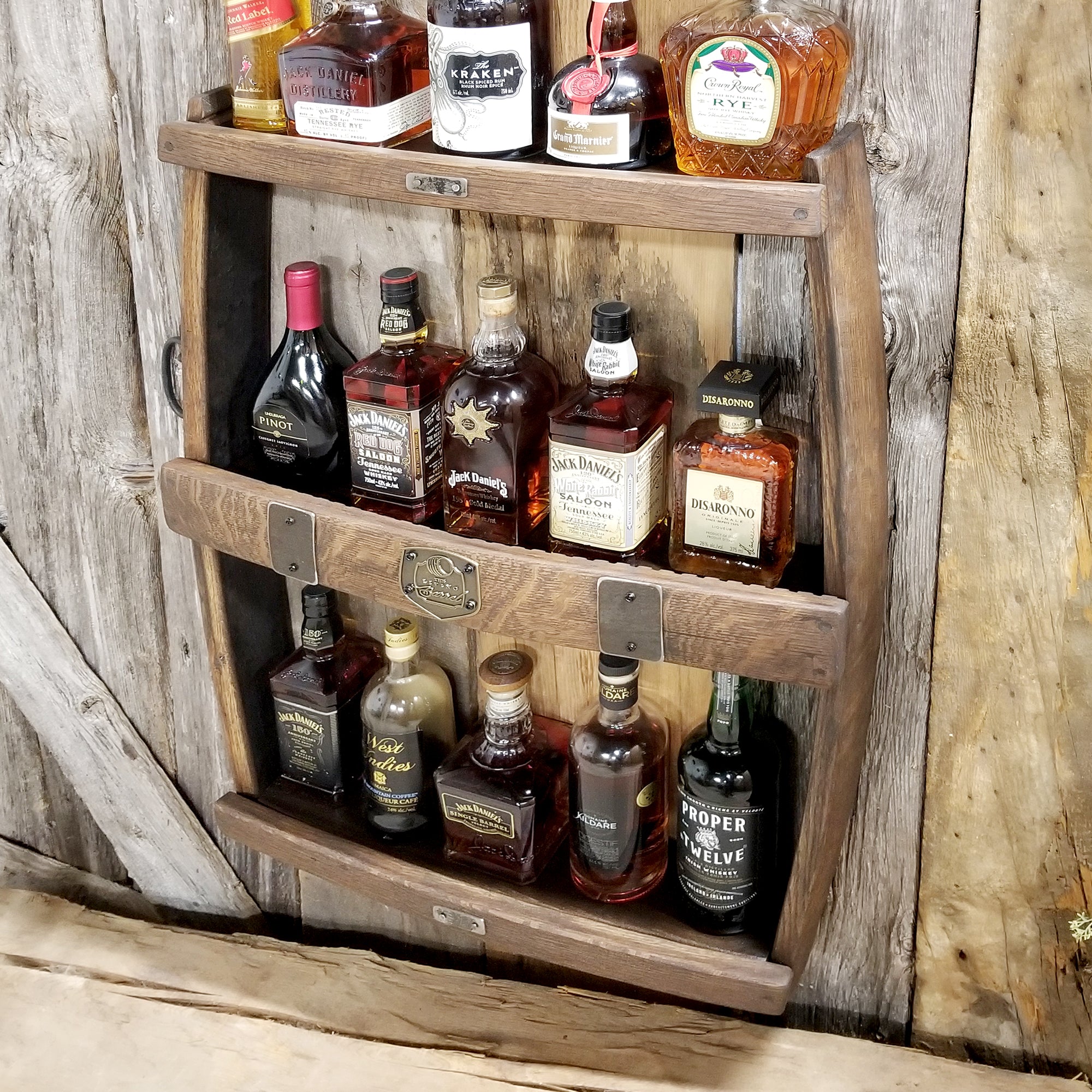 Whiskey Barrel Shelve Display - Whiskey Liquor Rack - Liquor Cabinet ...