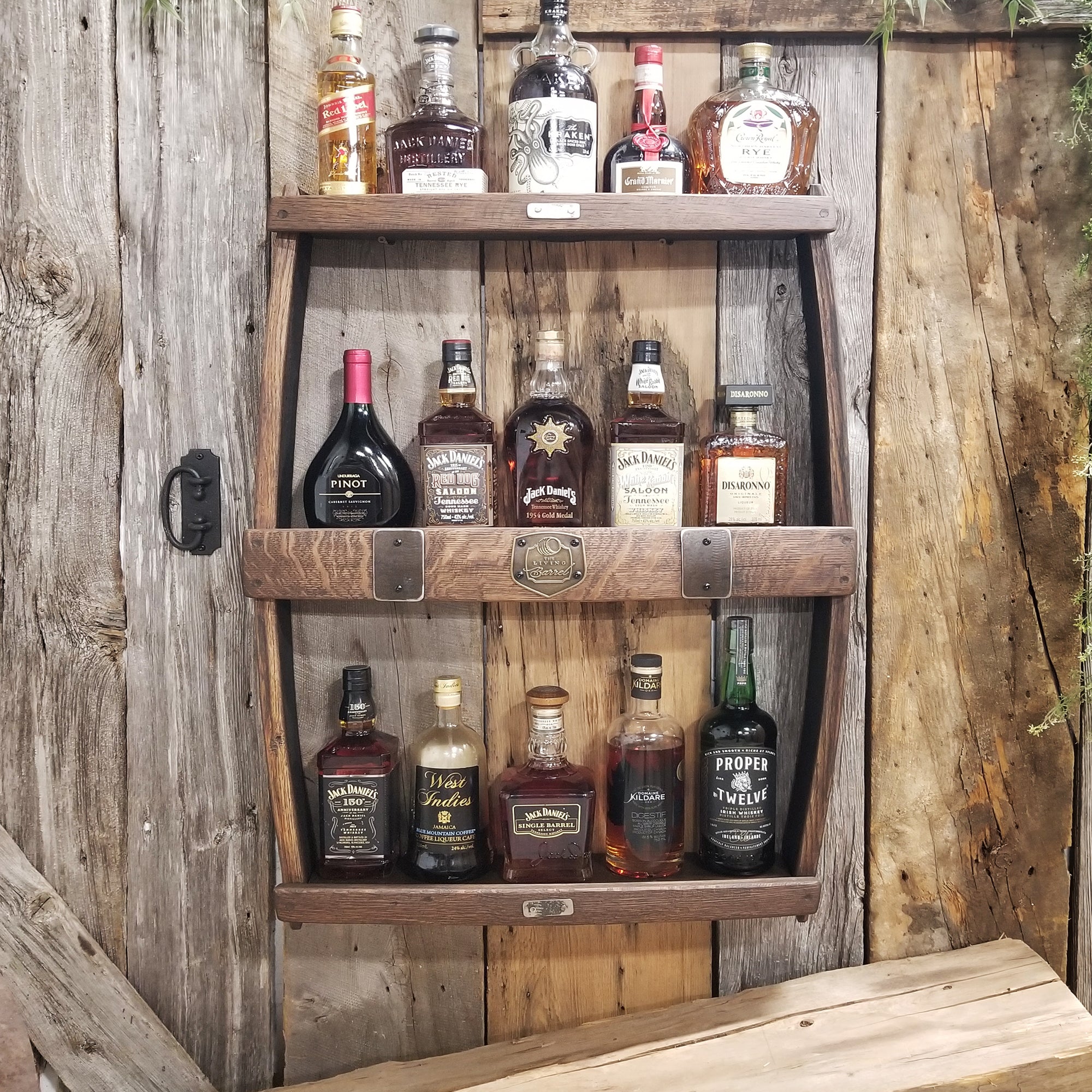 Whiskey Rack Display Whiskey Barrel Shelve Display - Whiskey Liquor Rack - Liquor Cabinet ...