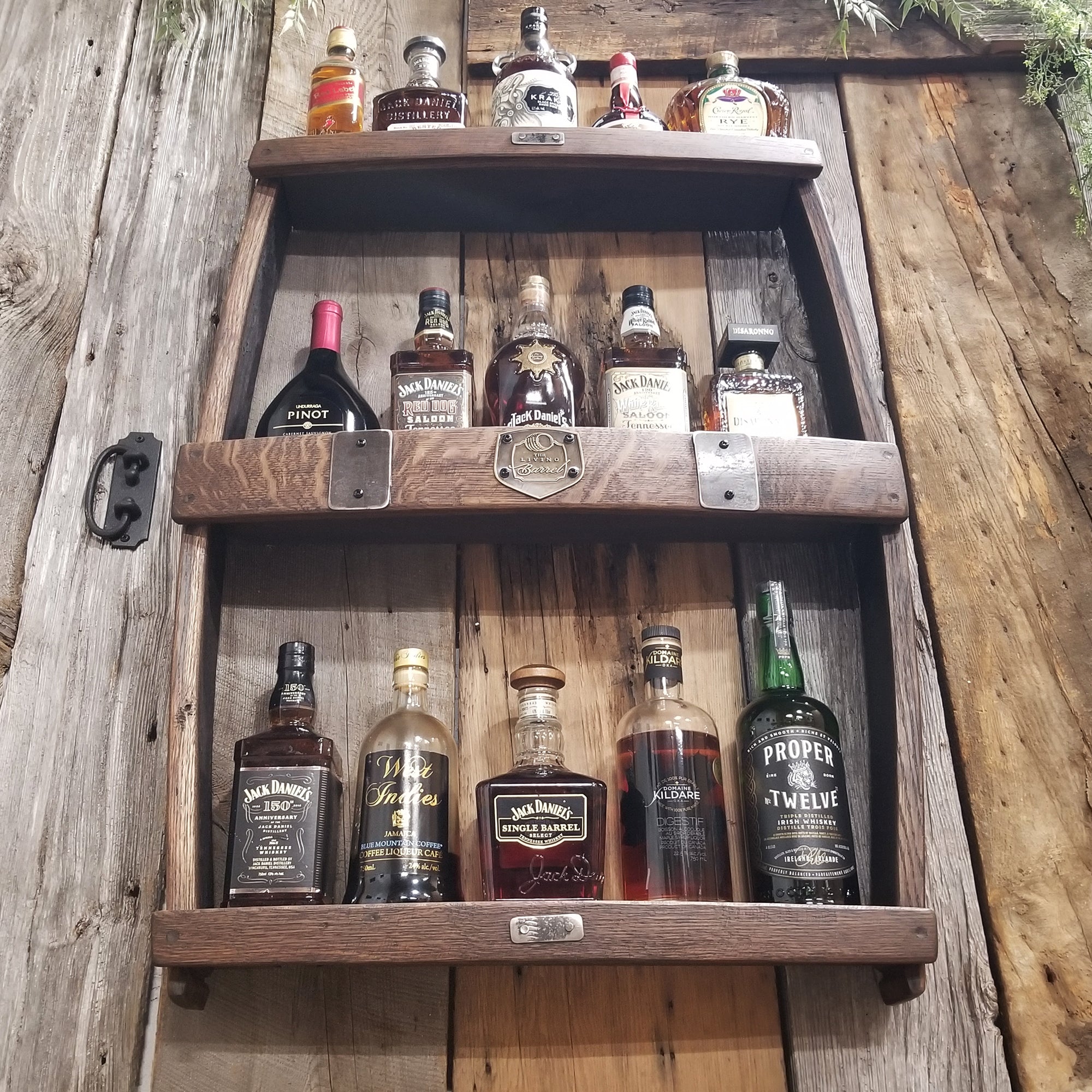 Whiskey Rack Display Whiskey Barrel Shelve Display - Whiskey Liquor Rack - Liquor Cabinet ...