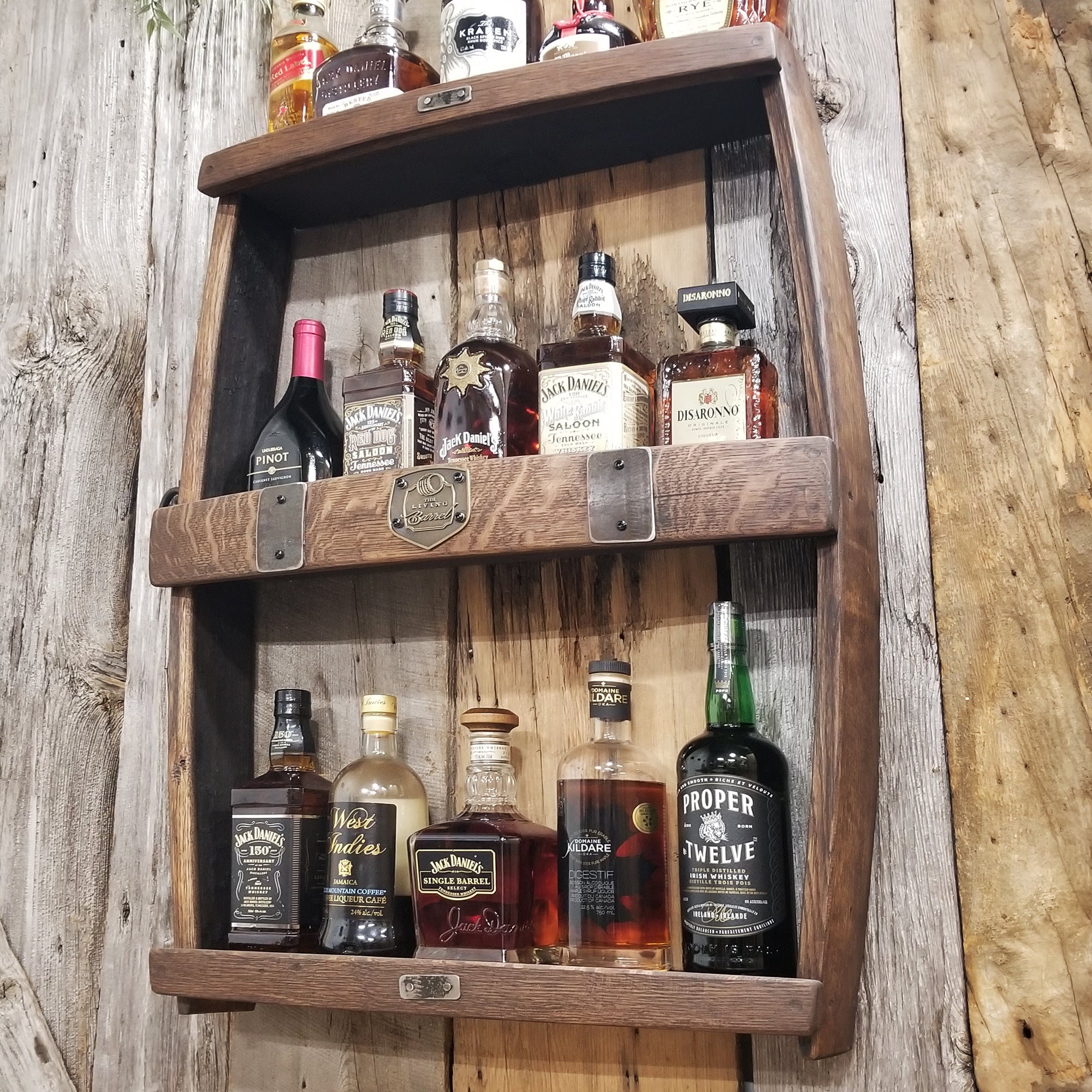 Whiskey Barrel Shelve Display - Whiskey Liquor Rack - Liquor Cabinet ...