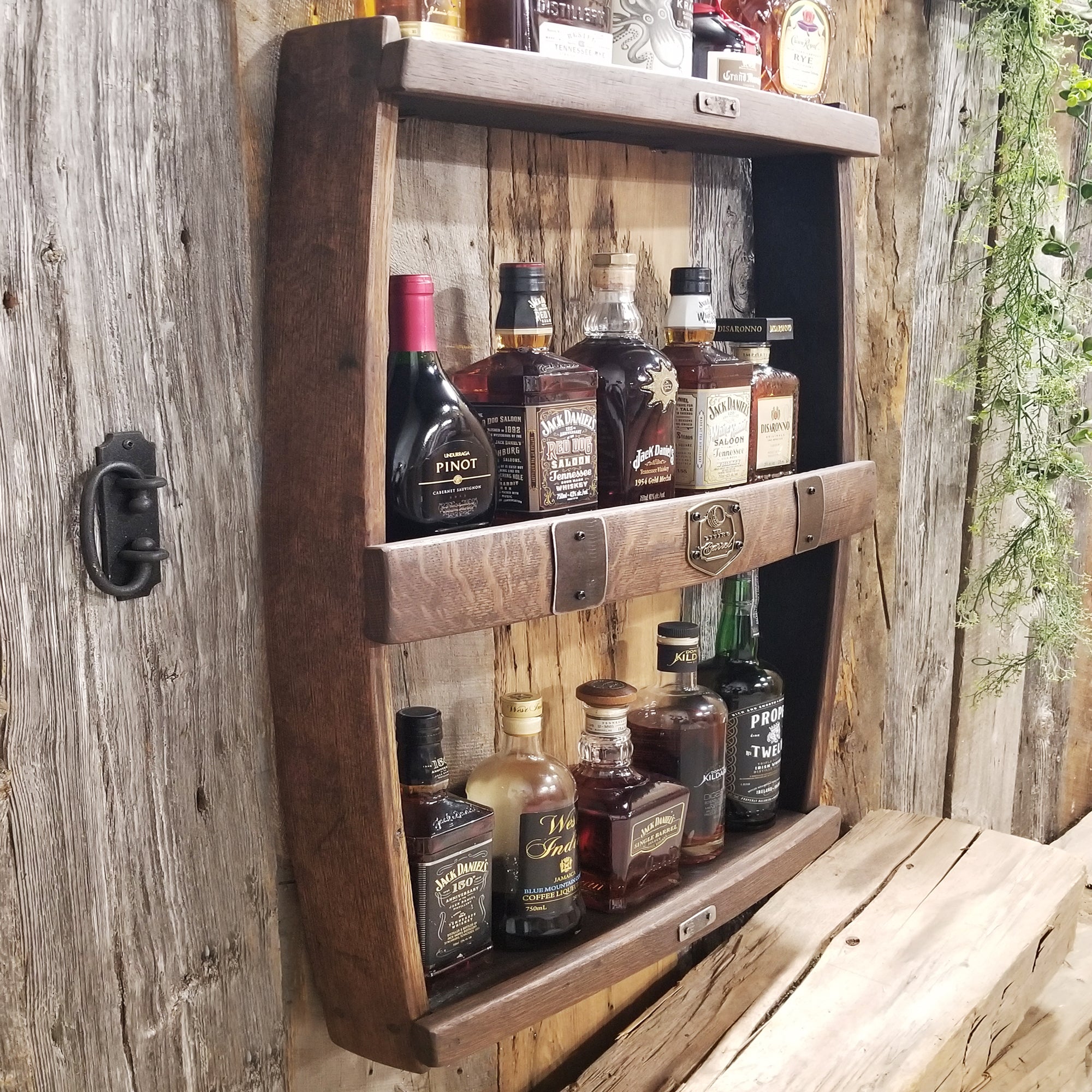 Whiskey Barrel Shelve Display - Whiskey Liquor Rack - Liquor Cabinet ...