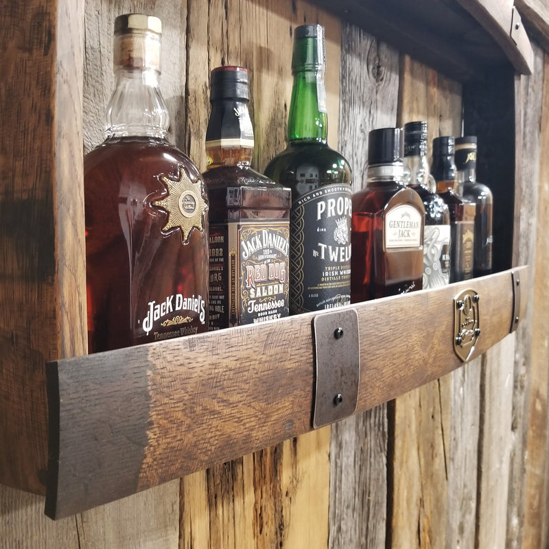 Whiskey Rack Display Whiskey Barrel Shelve Display - Whiskey Liquor Rack - Liquor Cabinet ...