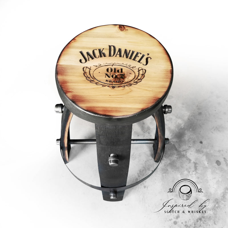 Whiskey Barrel - Custom (Round) Whiskey Barrel Bar Stool - Chair - Seat - Mancave - Bar - Stools - Bar stools