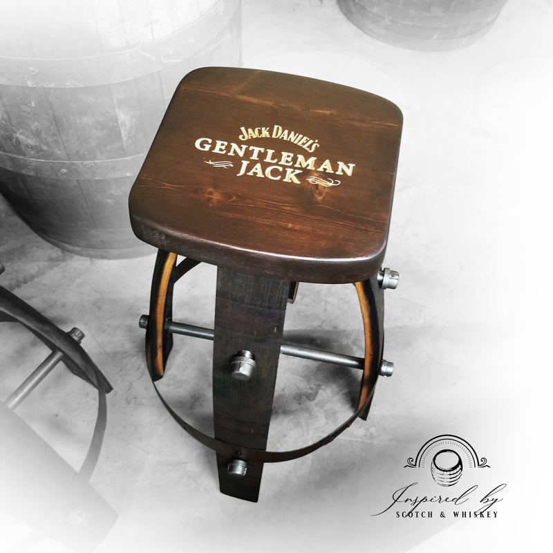 Whiskey Barrel - Custom (Square) Whiskey Barrel Bar Stool - Chair - Seat - Mancave - Bar - Stools - Bar stools