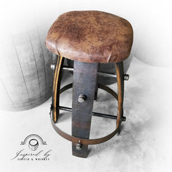 Whiskey Barrel - Expresso - Whiskey Barrel Bar Stool - Chair - Seat - Mancave - Bar - Stool