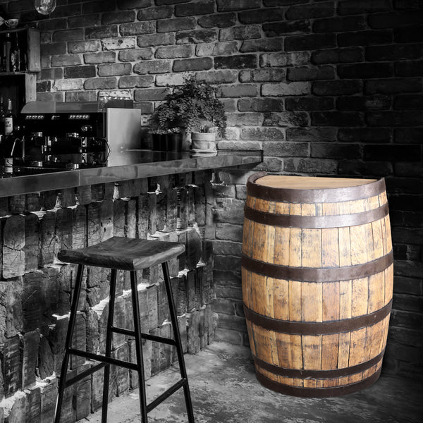 Baril de whisky - Support mural demi-baril - Armoire à liqueur de baril de whisky - Bar à baril - Bar à liqueur de baril de whisky - Man Cave - Bar à baril de whisky rustique