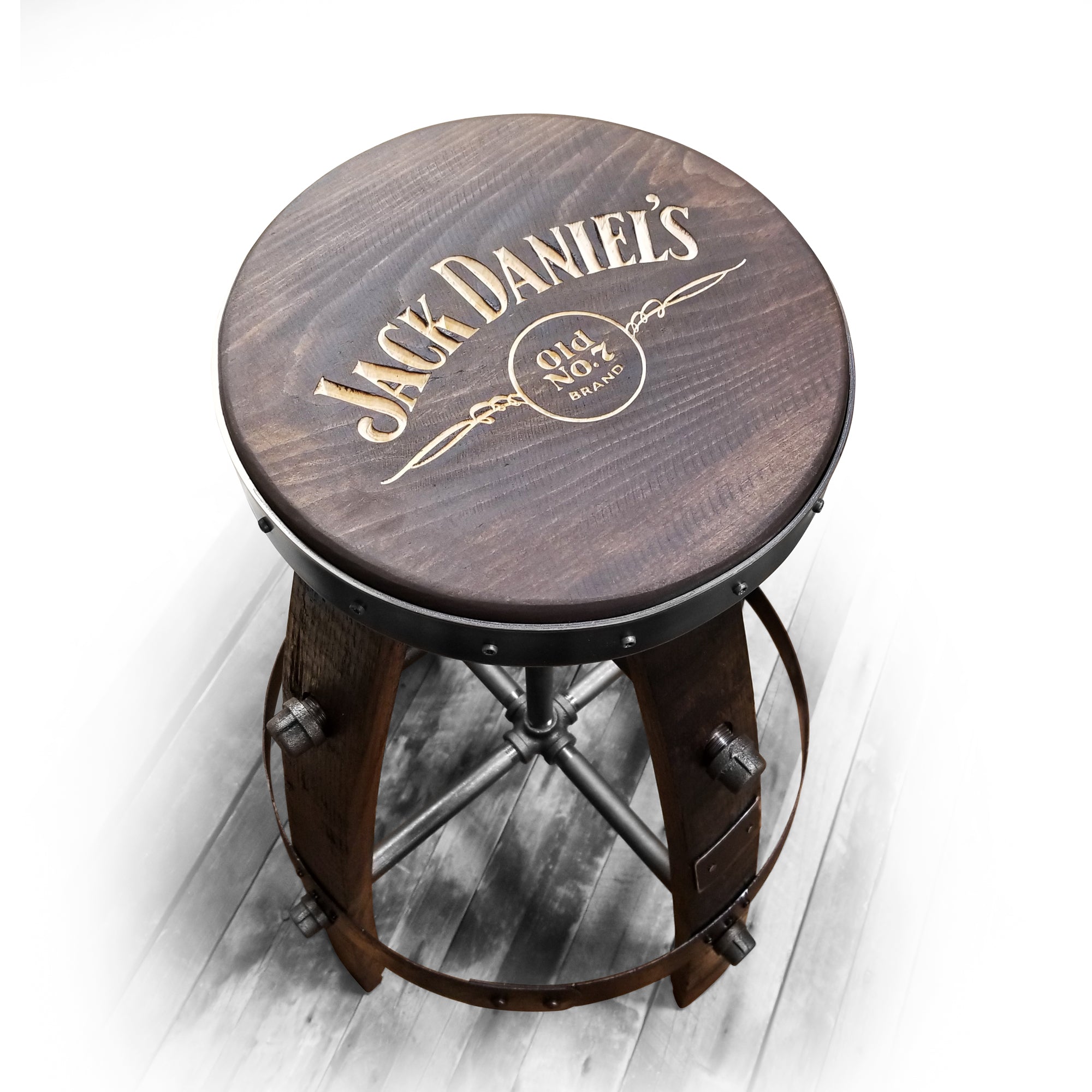 Whiskey Barrel Stool - Custom Logo Available | Handcrafted Rustic Oak ...