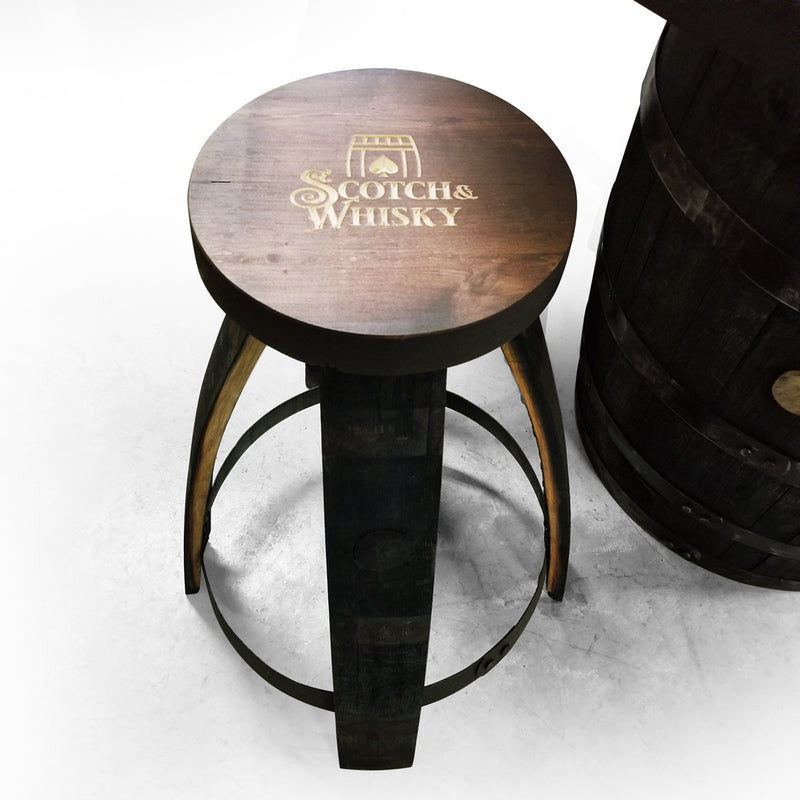Whiskey Barrel - Poker Whiskey Barrel Table (Custom logo of your choice) - Rustic Personalised Poker Gambling Poker Table - Mancave