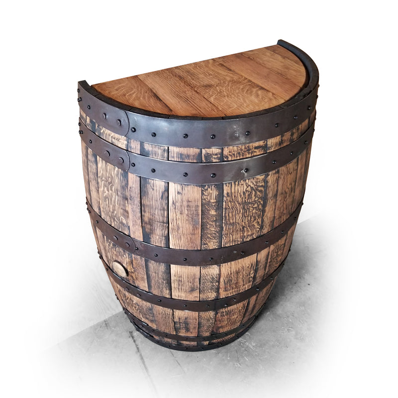 Whiskey Barrel - Half Barrel Wall Mount - Whiskey Barrel Liquor Cabinet - Barrel Bar - Whiskey Barrel Liquor Bar - Man Cave - Rustic Whiskey Barrel Bar