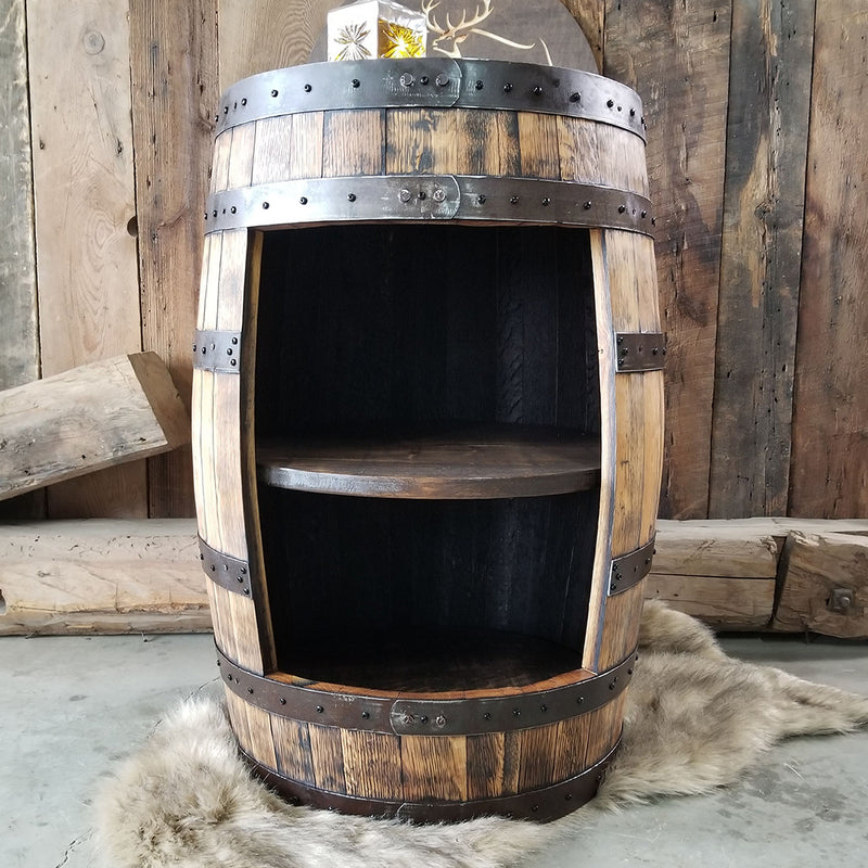 1 - Whiskey Barrel - Whiskey Full Barrel Liquor Cabinet (NO DOORS)