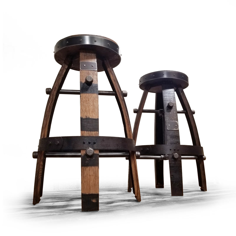 1 - Whiskey Barrel Bar Stool - Barrel Barn Wood Stool (Metal & Barrel Wood) Whiskey Barrel Bar Stool - Chair - Seat - Stools - Bar stools - Bar Chair - Oak wood