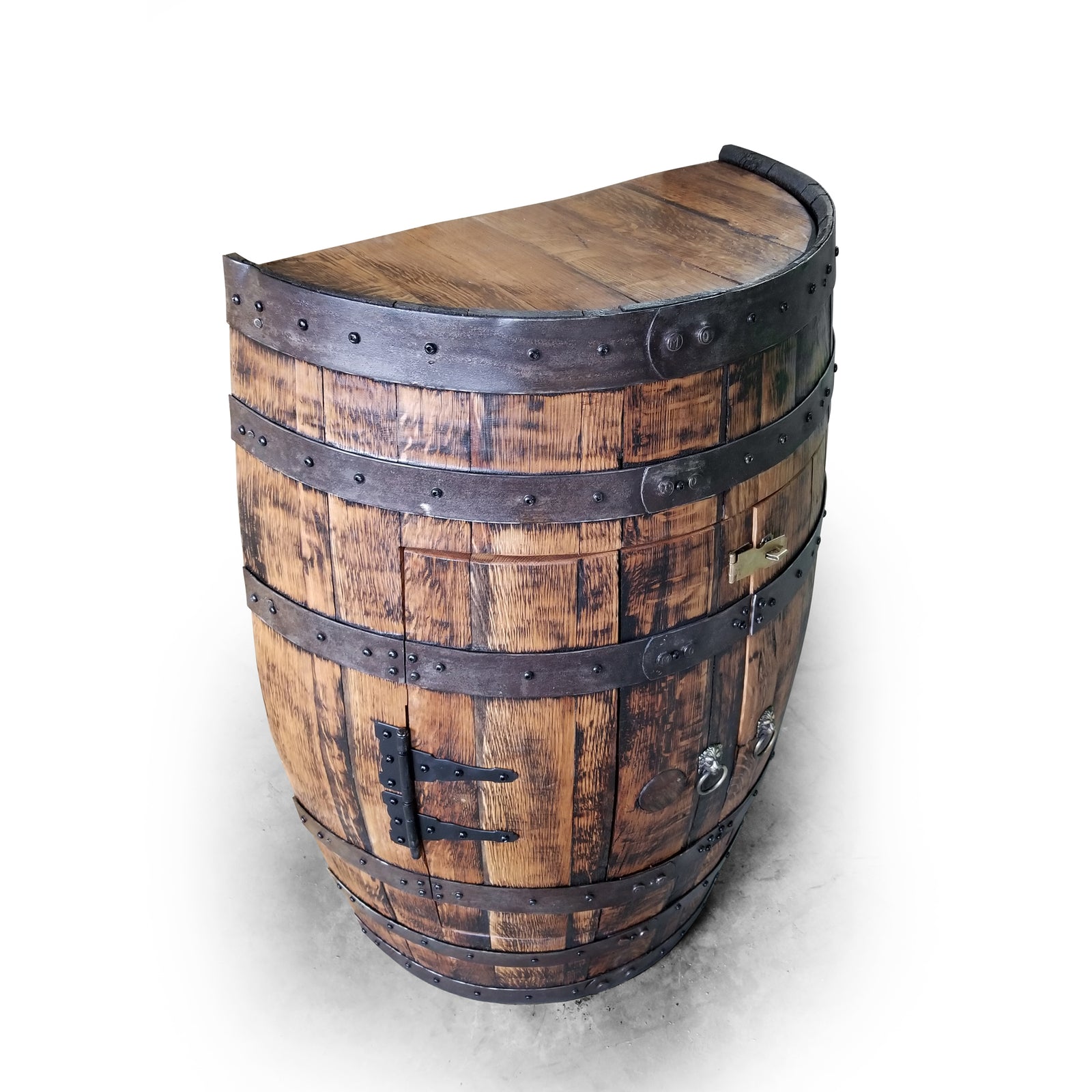 Whiskey Barrel Half Barrel Cabinet Whiskey Barrel Liquor Cabinet The Living Barrel