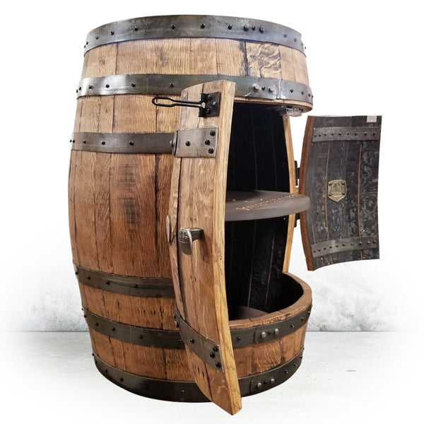 1 - Whisky Barrel - Armoire à liqueurs à deux portes (Logo personnalisé sur étagère) - Bar - Mancave